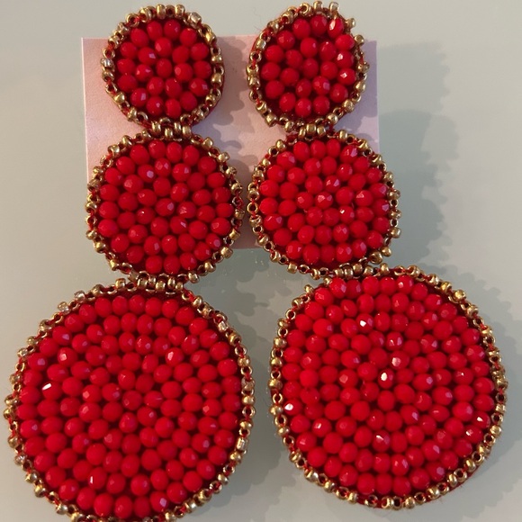 Elegant glass handmade triple dangle earrings - Picture 5 of 9